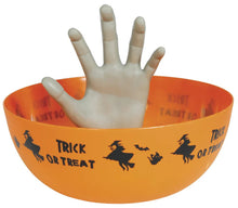 Godisskål med hand, trick or treat orange 25 cm