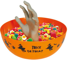 Godisskål med hand, trick or treat orange 25 cm