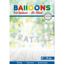 Folieballong, girlang grattis silver