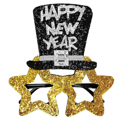 Glasögon, happy new year guld