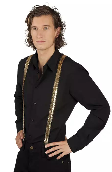 Hängslen, paljetter guld