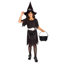 Barndräkt, häxa glitter inkl hatt 110/116 cl