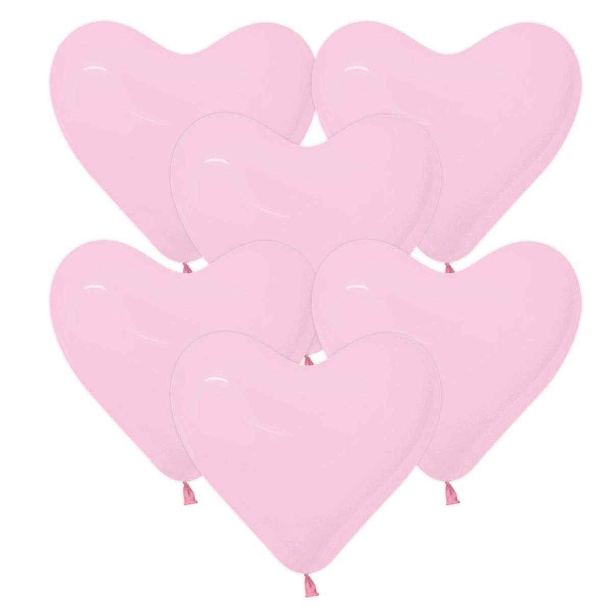 Ballonger, hjärta ljusrosa 6 st