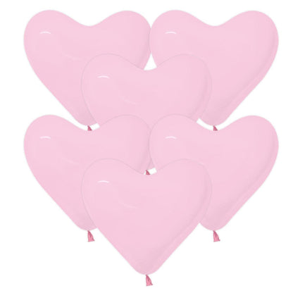 Ballonger, hjärta ljusrosa 6 st