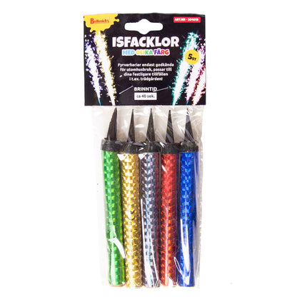 Isfacklor, färgade 5 st