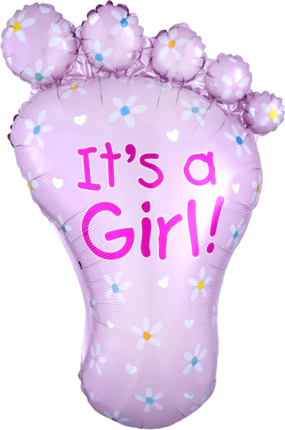 Folieballong, it's a girl foot 82x58 cm