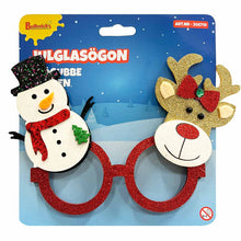 Glasögon, snögubbe och ren