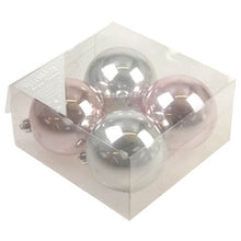 Julgranskulor, rosa & silver 4 st 8 cm