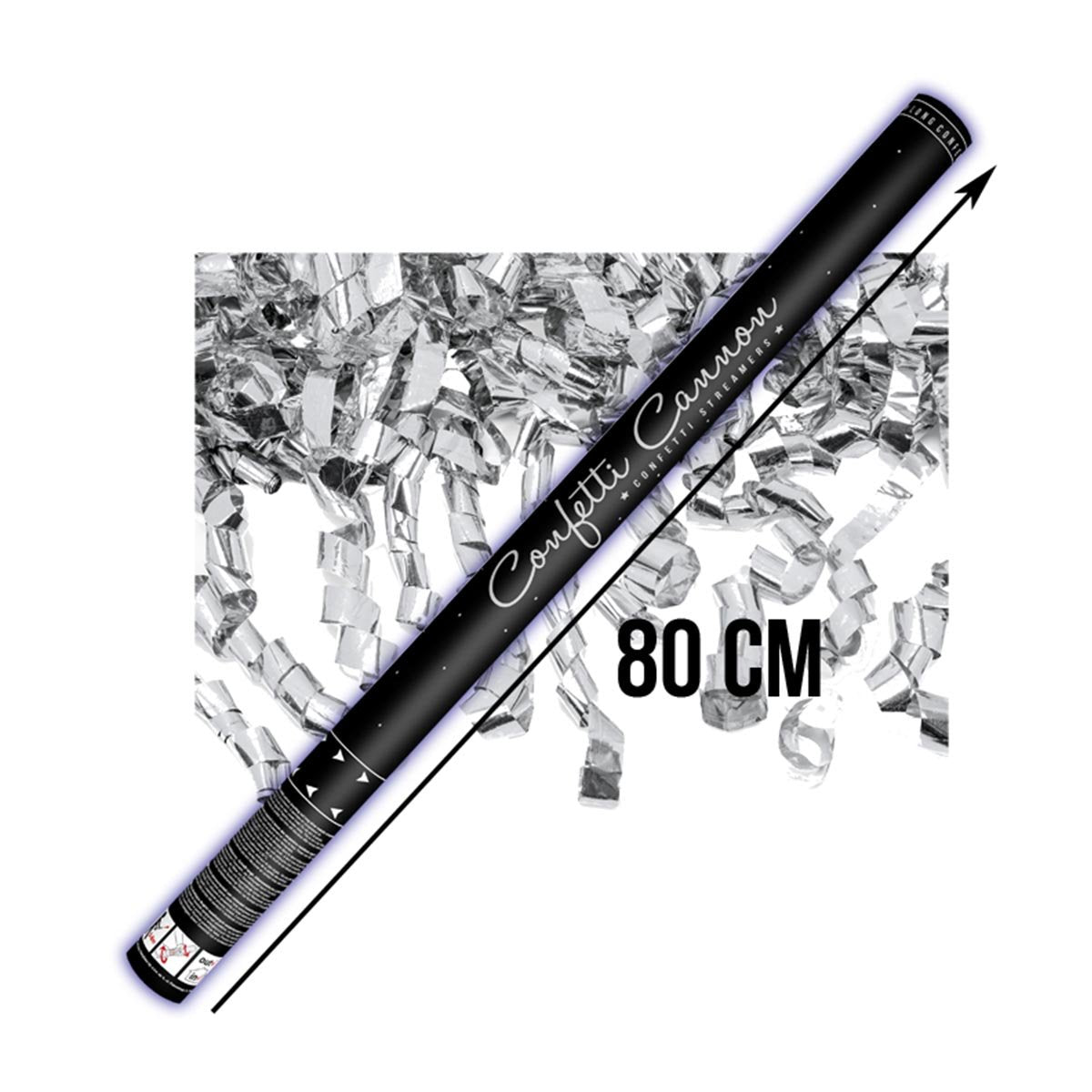 Konfettibomb, silver streamers 80 cm