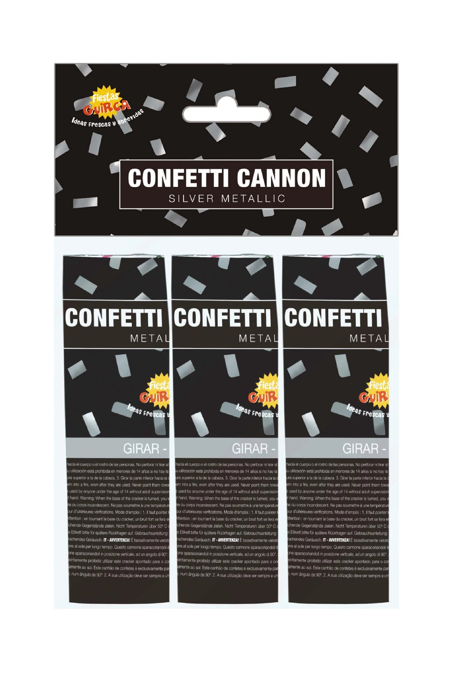 Konfettibomb, silver 3 st