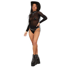 Bodysuit, Fever Long Sleeve Striped Bodysuit Black