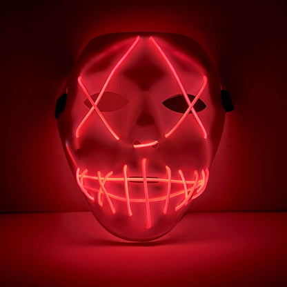 LED-mask, vit med rosa neon