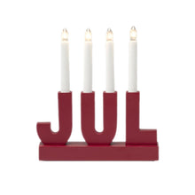 Ljusstake, JUL röd 23x25 cm