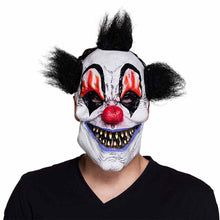 Latexmask, clown läskig svart hår