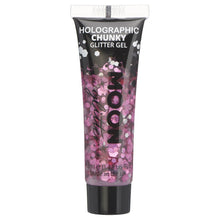 Moon chunky holografiskt glittergel i tub, pink 12 ml