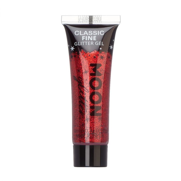 Moon Glittergel classic fine i tub, röd 12 ml