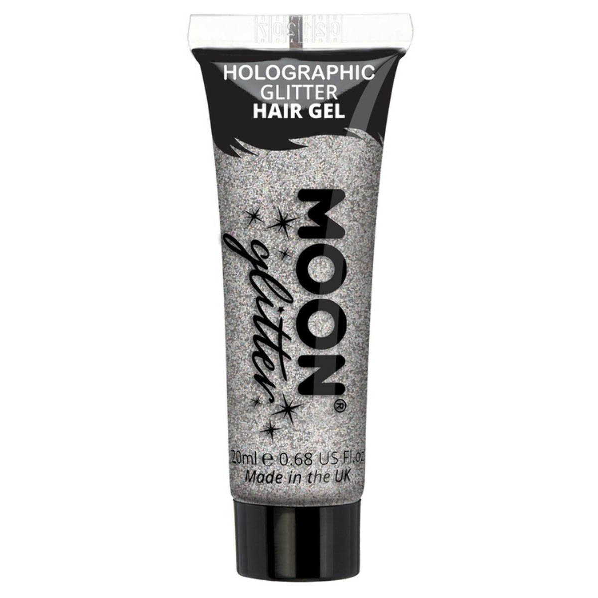 Moon Glitter Holographic Glitter Hair Gel, silver 20 ml