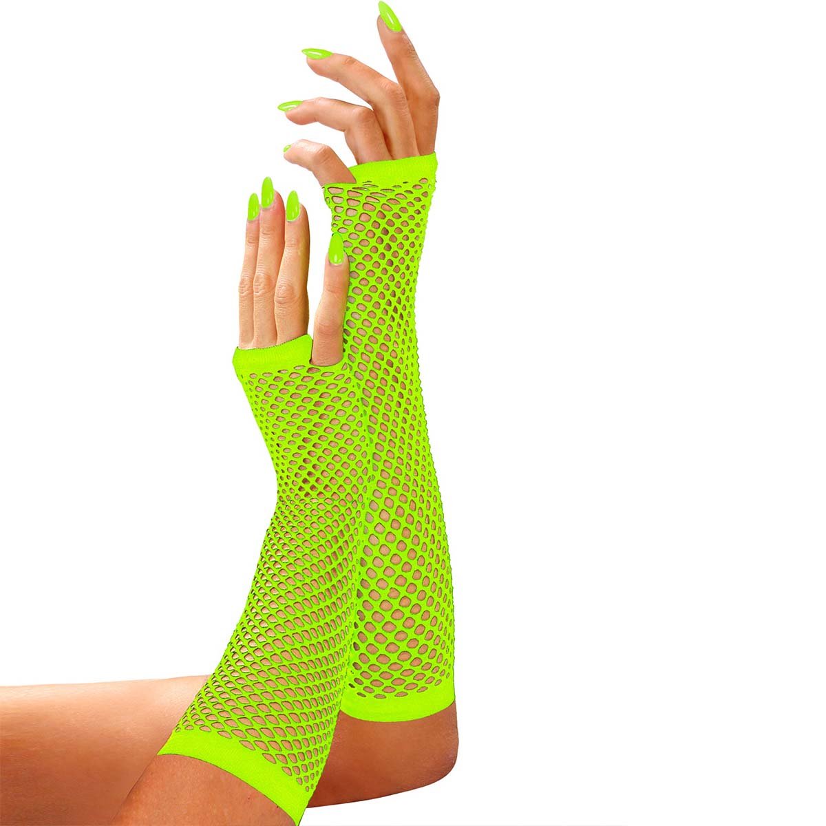 Näthandskar, neon grön långa 80-tal