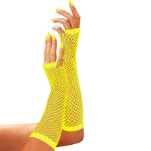 Näthandskar, neon gul långa 80-tal