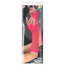 Näthandskar, neon rosa långa 80-tal