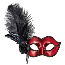 Ögonmask, red venice med fjäder