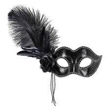 Ögonmask, black venice med fjäder