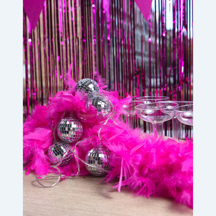 Fjäderboa, neon pink 50 g 180 cm