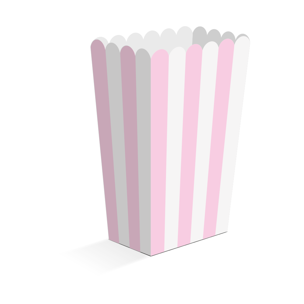Popcornbägare, rosa 8 st