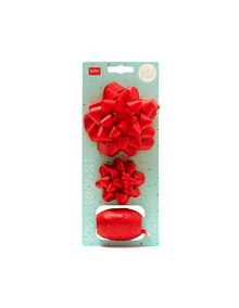Set med presentrosetter och presentband, röd