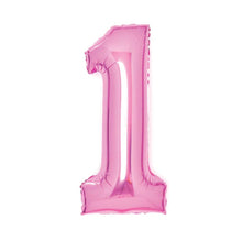 Folieballong, siffra 1 rosa 66 cm