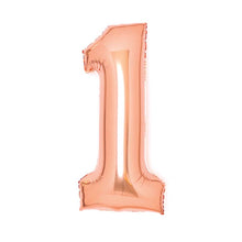 Folieballong, siffra 1 roséguld 66 cm