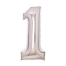 Folieballong, siffra 1 silver 66 cm