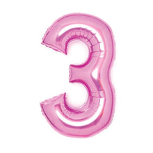 Folieballong, siffra 3 rosa 66 cm