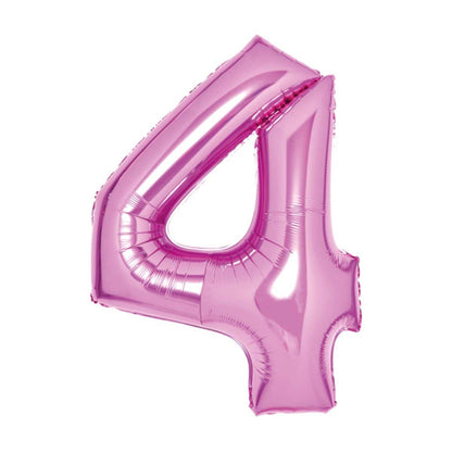 Folieballong, siffra 4 rosa 66 cm