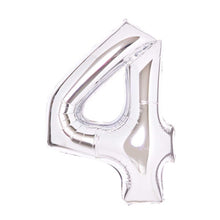 Folieballong, siffra 4 silver 66 cm