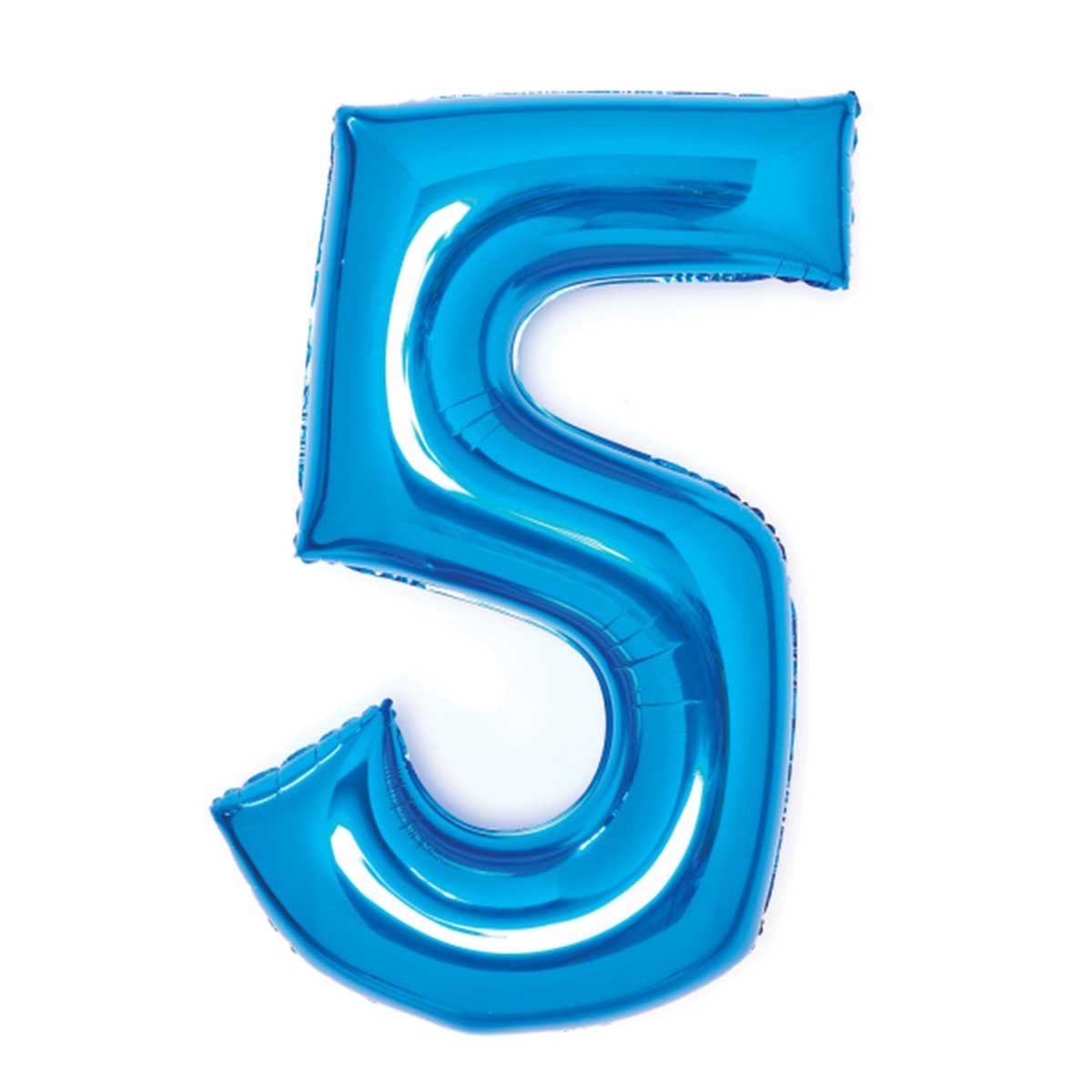 Folieballong, siffra 5 blå 66 cm