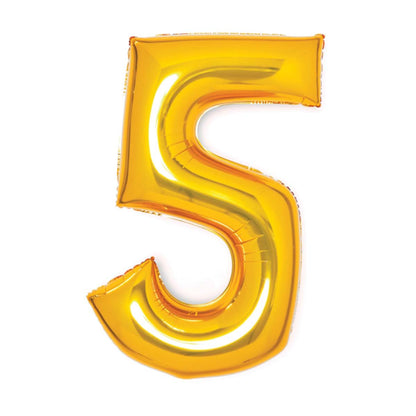 Folieballong, siffra 5 guld 66 cm