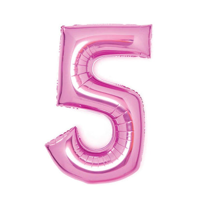 Folieballong, siffra 5 rosa 66 cm