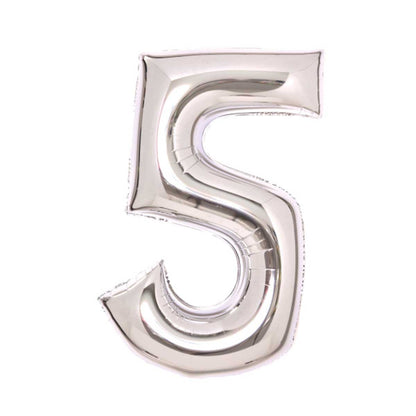 Folieballong, siffra 5 silver 66 cm