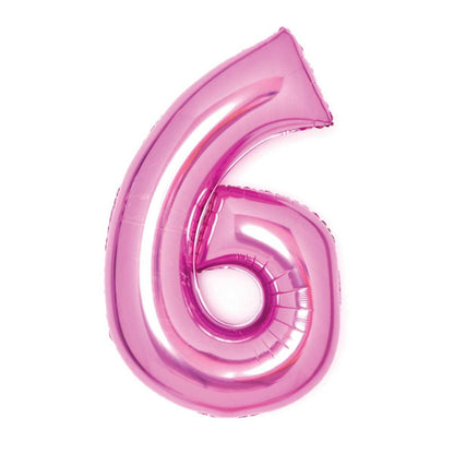 Folieballong, siffra 6 rosa 66 cm
