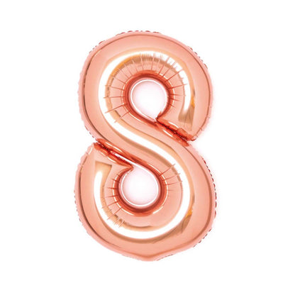 Folieballong, siffra 8 roséguld 66 cm