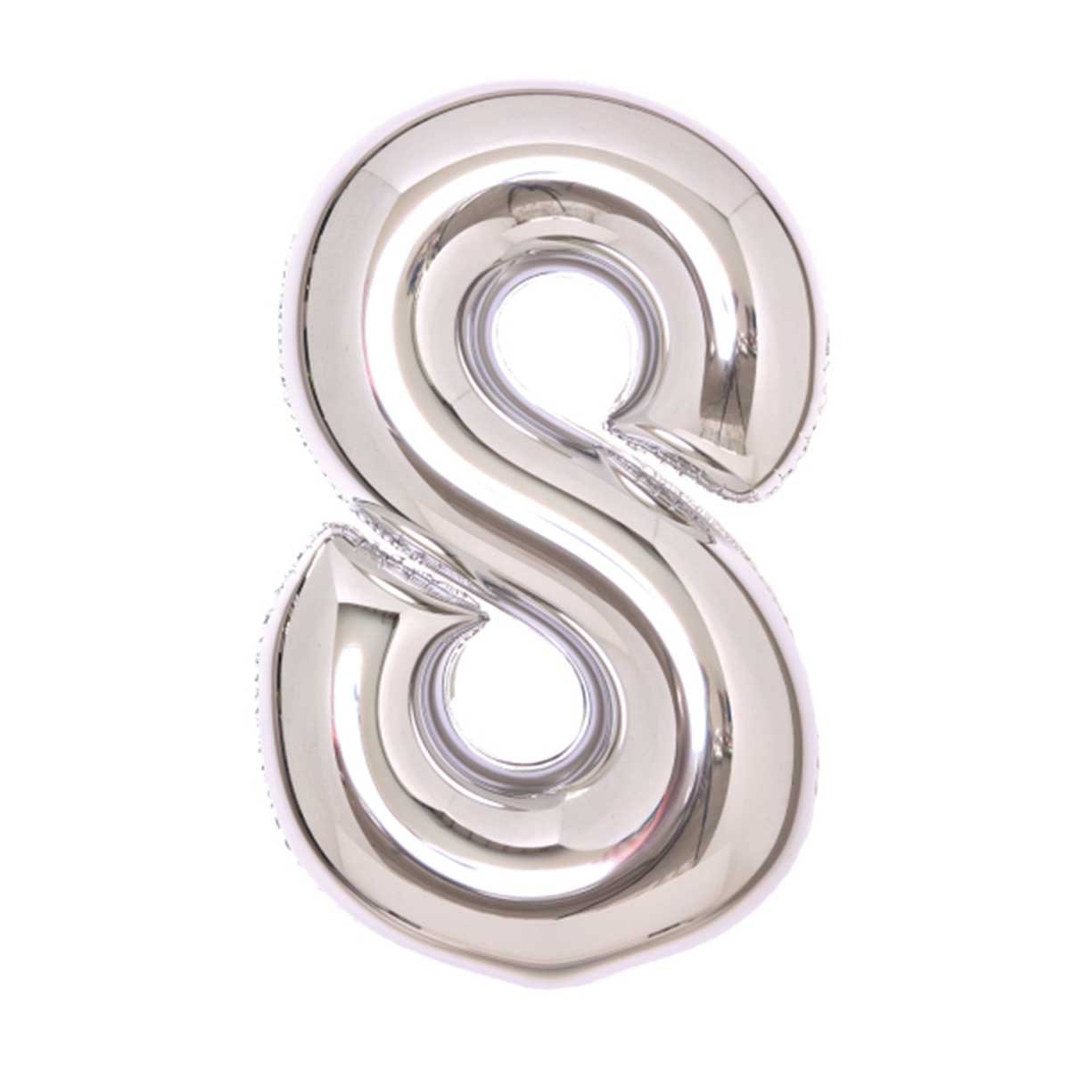 Folieballong, siffra 8 silver 66 cm