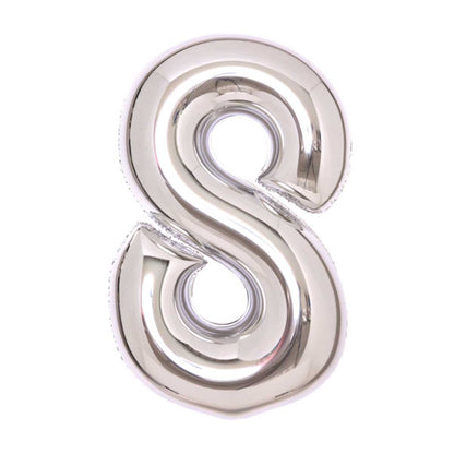 Folieballong, siffra 8 silver 66 cm