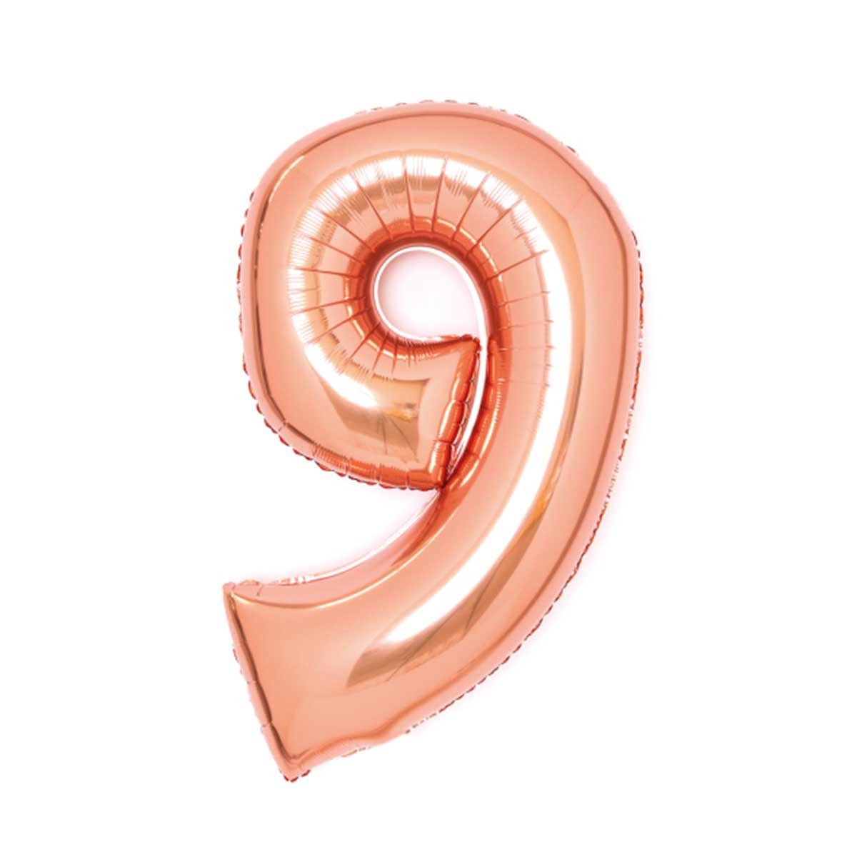Folieballong, siffra 9 roséguld 66 cm