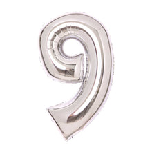 Folieballong, siffra 9 silver 66 cm