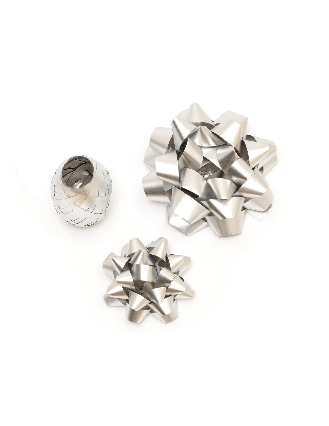 Set med presentrosetter och presentband, silver