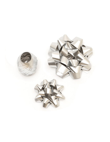 Set med presentrosetter och presentband, silver
