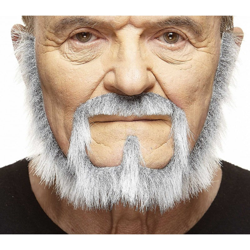 Mustasch med skägg, captain grå/vit