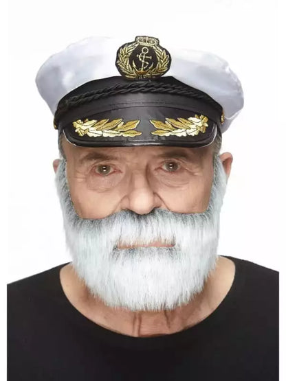 Mustasch med skägg, fisherman grå/vit