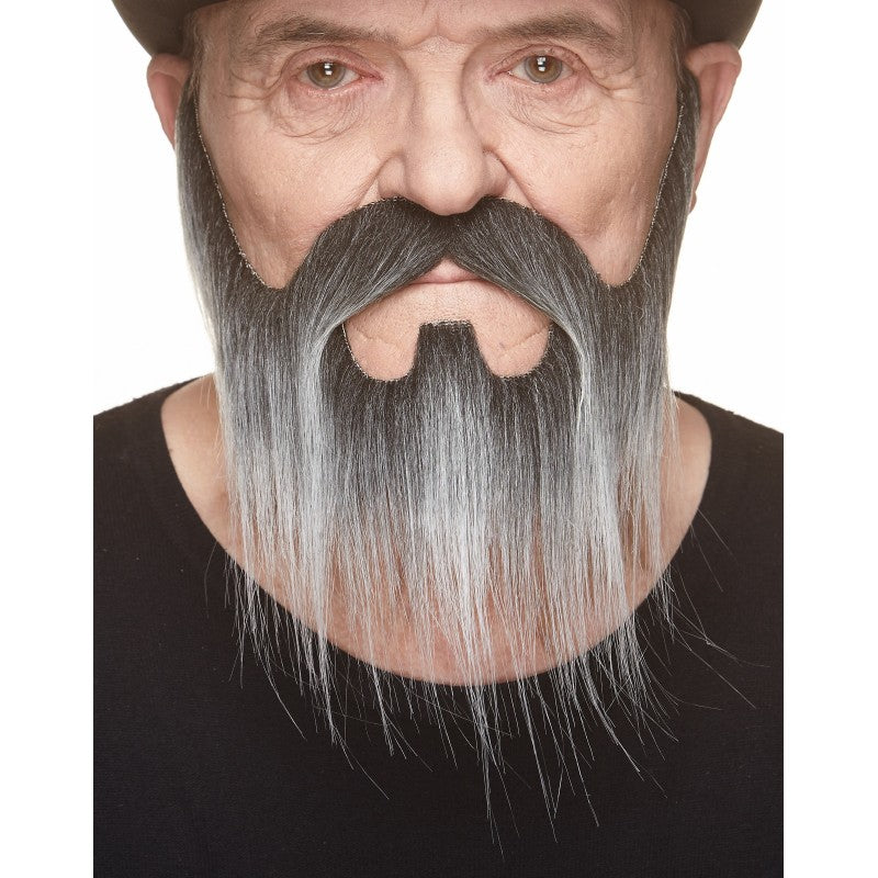 Mustasch med skägg, western svart/vit